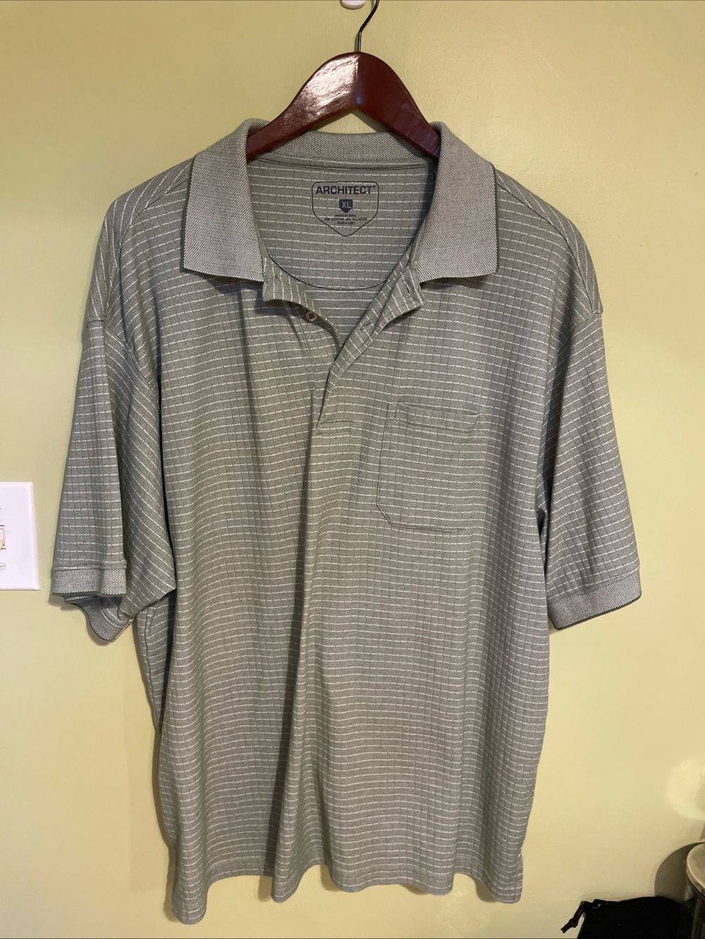 Architect Short-Sleeve Polo Shirt - Olive Gray Stripe